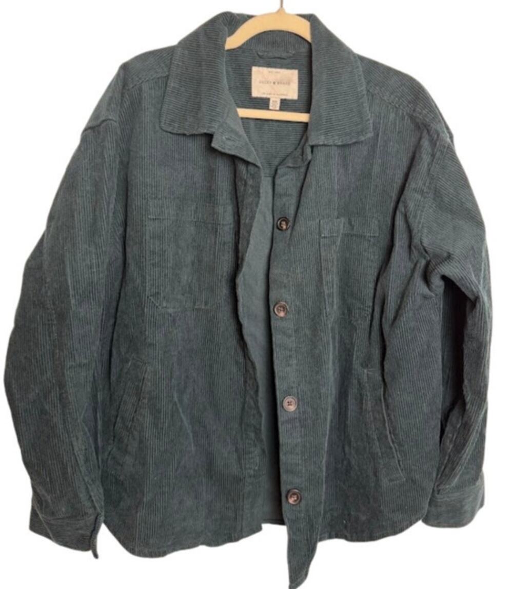 Lucky Brand Corduroy Button Up Shirt Jacket Women's Shacket Countryside Prep M
